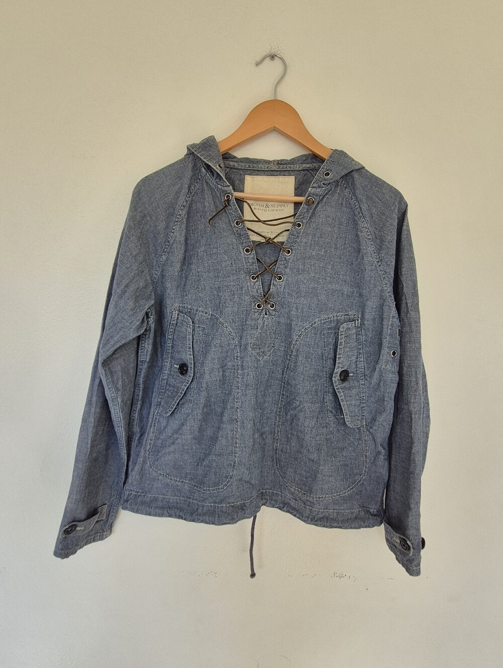 Chambray Anorak Jacket By Denim And Supply Ralph Lauren With Lace Up Yoke Medium